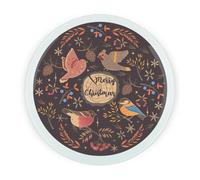 Purely Home Round Glass Christmas Birds Festive Gift - Textured Kitchen Chopping Board