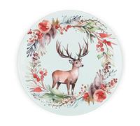 Purely Home Round Glass Deer Christmas Wreath Festive Gift - Textured Kitchen Chopping Board