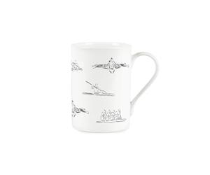 Purely Home Rowing Boat Mug - Rowers Outline Watersports Silhouettes Gift/Present - Bone China Tea/Coffee Mug