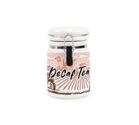 Purely Home Rural Landscapes Decaf Tea Ceramic Storage Canister - Lino Artwork Countryside Farming Scene Gifts - Ceramic Kitchen Food Storage Container with Clip Lid 400ml (13.5cm x 8.5cm)