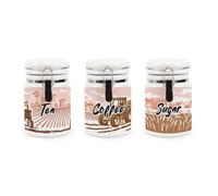Purely Home Rural Landscapes Tea Coffee & Sugar Ceramic Canisters - Countryside Farming Scene Gifts - Storage Containers With Clip Lid 400Ml