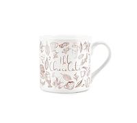 Purely Home Rustic Hot Chocolate Vintage Style - Fine Bone China Mug White Coffee/Tea Present Gift