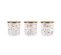Purely Home Rustic Storage Canister Set - Vintage Style White Tea Coffee Sugar Metal Kitchen Medium Sized Food Storage Container Set Of 3