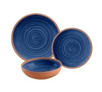 Purely Home Rustic Swirl Indigo Melamine 18 Piece Outdoor Dinnerware Set For 6