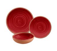 Purely Home Rustic Swirl Red Melamine 12 Piece Outdoor Dinnerware Set For 4