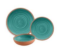 Purely Home Rustic Swirl Turquoise Melamine 12 Piece Outdoor Dinnerware Set Of 4