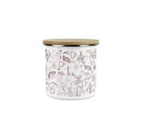 Purely Home Rustic Tea Canister - Vintage Style White Metal Enamel Kitchen Medium Sized Food Storage Container
