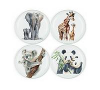 Purely Home Safari Animals Coaster Set - Round Glass Wild Animals Drink Coaster Set Of 4
