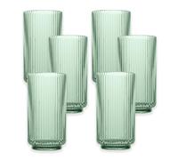 Purely Home Sage Green Acrylic Plastic 22Oz Ribbed Jumbo Highball Drinking Cups - Set Of 6