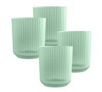 Purely Home Sage Green Matte Plastic 15Oz Ribbed Drinking Tumbler Cups - Set Of 4