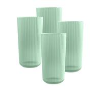 Purely Home Sage Green Matte Plastic 21Oz Ribbed Jumbo Drinking Cups - Set Of 4