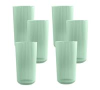 Purely Home Sage Green Matte Plastic 21Oz Ribbed Jumbo Drinking Cups - Set Of 6