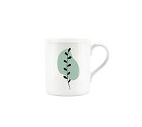 Purely Home Sage Green Minimalistic Plant Mug - Organic Plants Collection - Small Fine Bone China White Mug Tea Coffee Present Gift