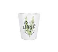 Purely Home Sage Herb Plant Pot - Cooking Ingredients Green Herbs Small Ceramic Indoor Plant Pot with Drainage Hole - Homeware Gift 9cm Diameter Flower Pot