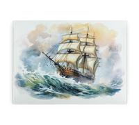 Purely Home Sailing Ship Rectangular Large Glass Worktop Protector - Kitchen Chopping Board