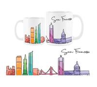 Purely Home Santorini Mug - Colourful Greece Skyline Souvenir Memento - Tea/Coffee Gift Present Mug