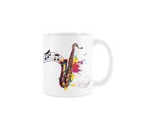 Purely Home Saxophone Mug - Colourful Musical Woodwind Instrument Abstract White Tea Coffee Gift Present Mug