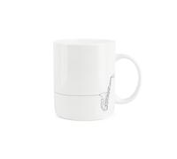Purely Home Saxophone Mug - Musical Instrument Line Drawn Mug - Bone China White Coffee Tea Present Gift