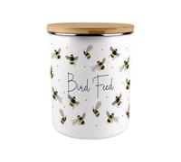 Purely Home Scattered Bees Bird Feed Canister - Bumblebee Large Enamel Pet Food Storage Container/gifts For Bee Lovers