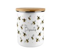 Purely Home Scattered Bees Biscuit Canister - Bumblebee Large Enamel Kitchen Storage Container/cookie Jar Gifts For Bee Lovers