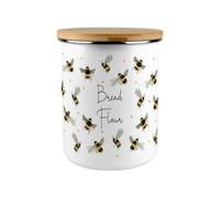 Purely Home Scattered Bees Bread Flour Canister - Bumblebee Large Enamel Home Baking Storage Container/gifts For Bee Lovers