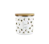 Purely Home Scattered Bees Brown Sugar Canister - White Metal/Enamel Medium 600ml Kitchen Storage Container Gift