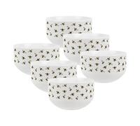 Purely Home Scattered Bees Ceramic Bowls - Dinnerware Serving/cereal Bowls - Set Of 6