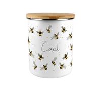 Purely Home Scattered Bees Cereal Canister - Bumblebee Large Enamel Kitchen Storage Container/Gifts For Bee Lovers