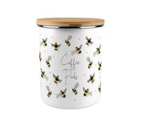 Purely Home Scattered Bees Coffee Pods Canister - Bumblebee Large Enamel Kitchen Storage Container/Gifts for Coffee Lovers