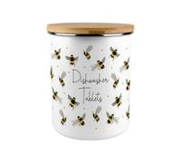 Purely Home Scattered Bees Dishwasher Tablets Canister - Bumblebee Large Enamel Home & Kitchen Storage Container/gifts For Bee Lovers