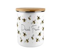 Purely Home Scattered Bees Dried Fruit Canister - Bumblebee Large Enamel Kitchen Food Storage Container/gifts For Bee Lovers