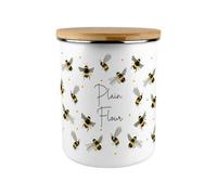 Purely Home Scattered Bees Plain Flour Canister - Bumblebee Large Enamel Kitchen & Home Baking Storage Container/gifts For Bee Lovers
