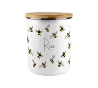 Purely Home Scattered Bees Rice Canister - Bumblebee Large Enamel Kitchen Food Storage Container/gifts For Bee Lovers