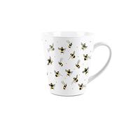 Purely Home Scattered Bees Small Latte Mug - Ceramic White Tea/Coffee Bumblebee Present Gift