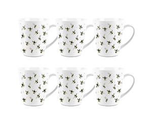 Purely Home Scattered Bees Small Latte Mugs Set - Ceramic White Tea/Coffee Bumblebee Present Gift Set of 6