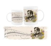 Purely Home Schubert Coffee Mug - Classical Music Erlkonig Op 1 Composer Portraits, 400ml Bone China Cup Gifts for Music Lovers - Franz Schubert