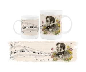 Purely Home Schubert Coffee Mug - Classical Music Erlkonig Op 1 Composer Portraits, 400ml Bone China Cup Gifts for Music Lovers - Franz Schubert