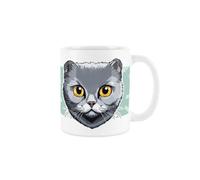 Purely Home Scottish Fold Cat Mug - Cartoon Fun Novelty Gift for Cat Lovers - Tea/Coffee Ceramic White Cup