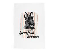 Purely Home Scottish Terrier Tea Towel - This House Belongs to the Dog - Panama Cotton Kitchen Dish Towel/Drying Cloth - 67cm x 45cm - Gift for Dog Lovers