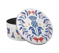 Purely Home Scottish Thistle Christmas Cake Tin - Scotland Gaelic Souvenir Gifts - Large Round Metal Kitchen Storage Container 23 X 10Cm