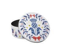 Purely Home Scottish Thistle Christmas Cake Tin - Scotland Gaelic Souvenir Gifts - Small Round Metal Storage Container For Baking 18 X 7Cm