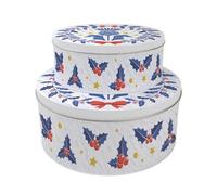 Purely Home Scottish Thistle Christmas Cake Tins Set - Scotland Gaelic Souvenirs Nesting Round Large & Medium Metal Baking Storage Containers