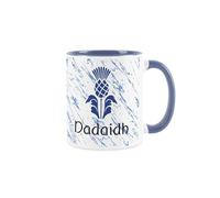Purely Home Scottish Thistle Dad Gaelic Mug - Dadaidh Blue & White Scotland Souvenir Gift - Tea/Coffee Ceramic Cup Present