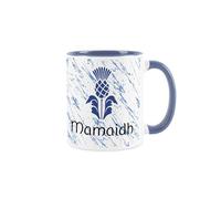 Purely Home Scottish Thistle Mum Gaelic Mug - Mamaidh Blue & White Scotland Souvenir Gift - Tea/Coffee Ceramic Cup Present