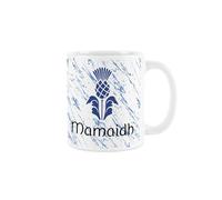 Purely Home Scottish Thistle Mum Gaelic Mug - Mamaidh White Scotland Souvenir Gift - Tea/Coffee Ceramic Cup Present