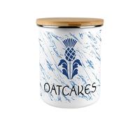 Purely Home Scottish Thistle Oatcakes Canister - Scotland Gaelic 2.7L Extra-Large Enamel Kitchen Storage Tin Cooking Gifts