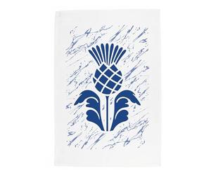 Purely Home Scottish Thistle Tea Towel - Blue Patriotic Scotland Souvenir Gifts, Large Cotton Kitchen Dish Towel/Drying Cloth 67cm x 45cm