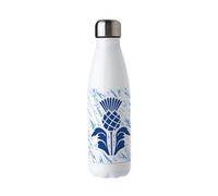 Purely Home Scottish Thistle Water Bottle - Reusable Double Walled 500Ml Hot/cold Drinks Outdoor Bottle Scotland Gifts - Blue & White