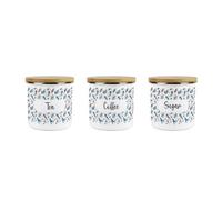 Purely Home Sea Art Tea, Coffee & Sugar Storage Canisters - Coastal Creatures Sea Animals Homeware Present - Enamel Storage Container Set Of 3
