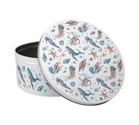 Purely Home Sea Life Large Cake Tin - Coastal Creatures & Ocean Themed Kitchen Gifts - Round Metal Storage Container for Baking 23 x 10cm